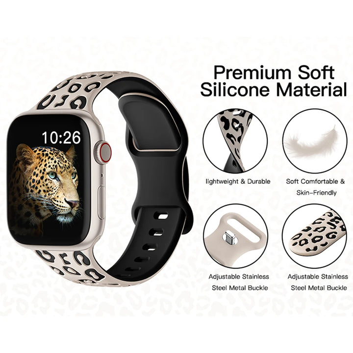 Elegant 3D Leopard Print Silicone Band