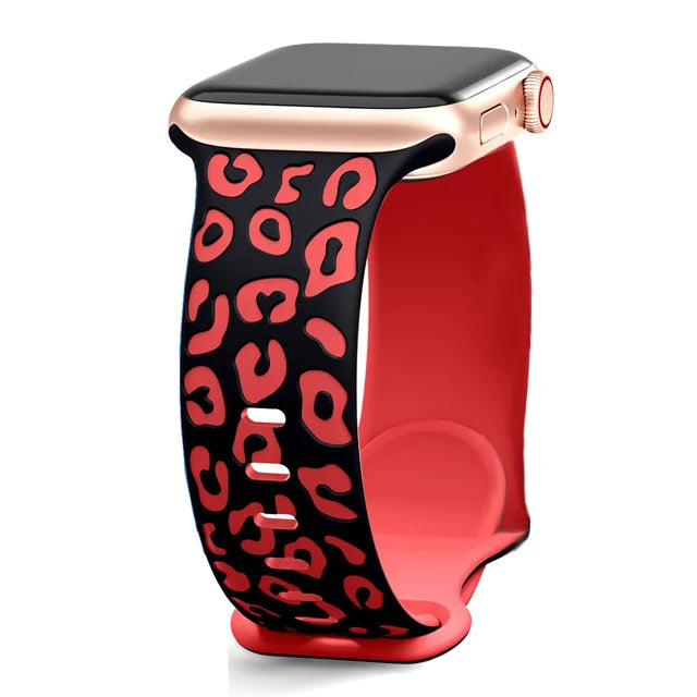 Elegant 3D Leopard Print Silicone Band