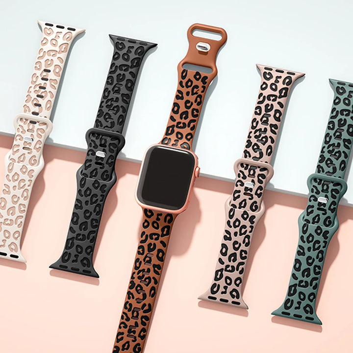 Elegant 3D Leopard Print Silicone Band