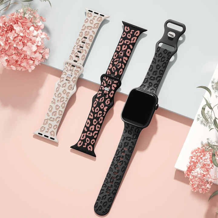 Elegant 3D Leopard Print Silicone Band