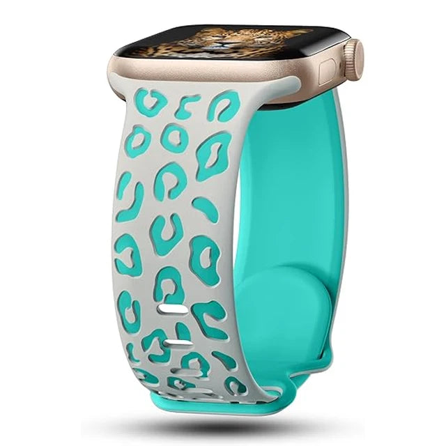 Elegant 3D Leopard Print Silicone Band