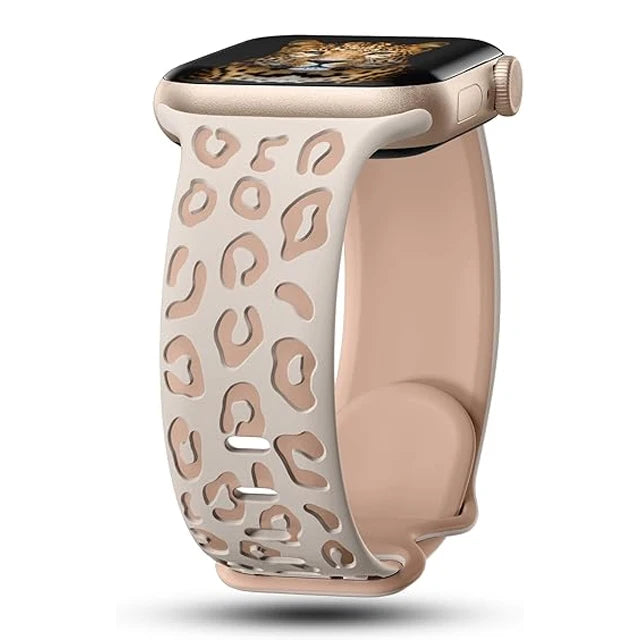 Elegant 3D Leopard Print Silicone Band