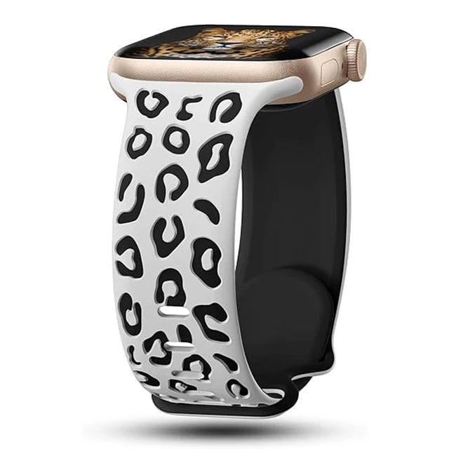 Elegant 3D Leopard Print Silicone Band