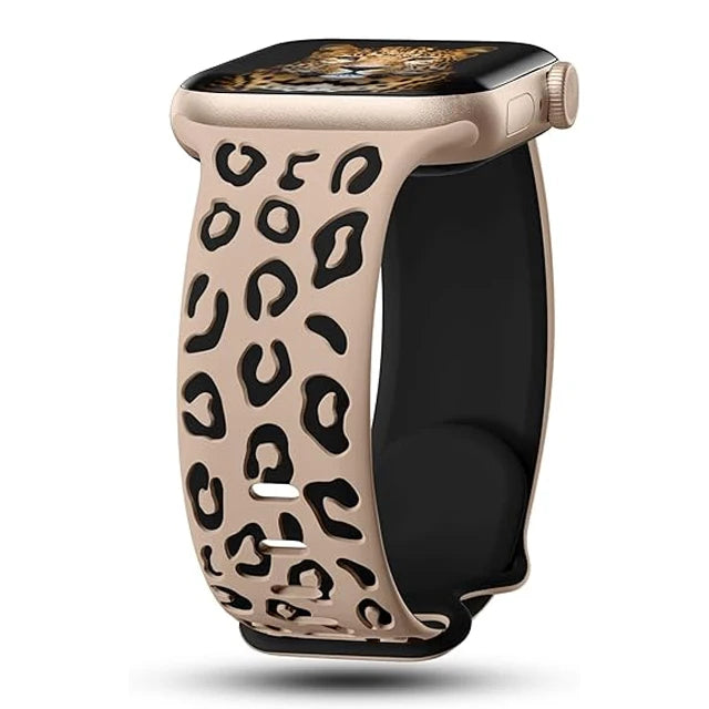 Elegant 3D Leopard Print Silicone Band