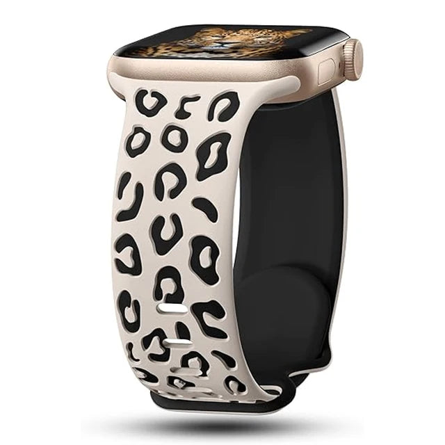 Elegant 3D Leopard Print Silicone Band