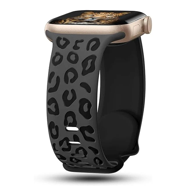 Elegant 3D Leopard Print Silicone Band